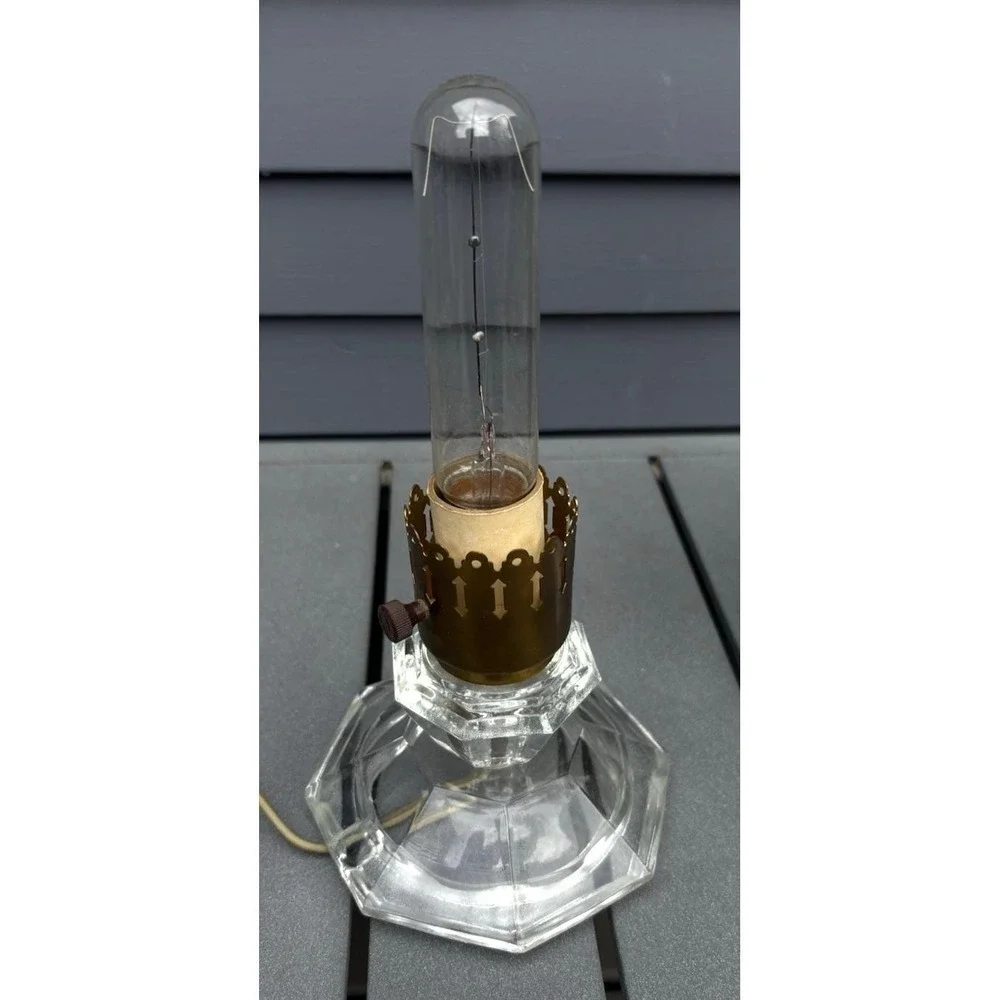 Vintage boudoir bedside lamps Hollywood Regency plastic prisms glass base fancy!
